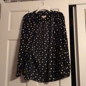 Merona black polka dot top